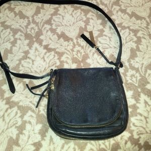 Vince Camuto Black Rich Leather Crossbody Purse